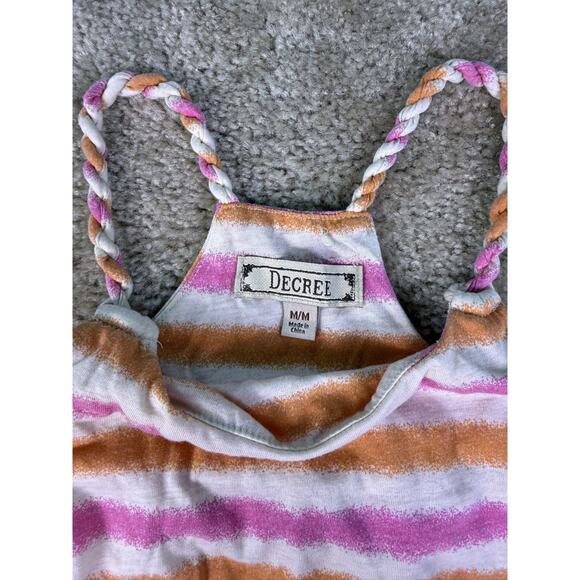 Decree Womens Tank Top Size Medium Pink Orange Striped Y2K Vintage C797 - Picture 2 of 7